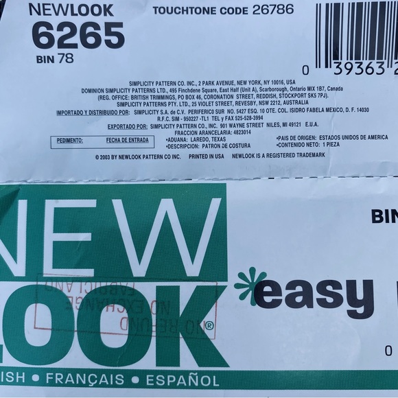 NEW LOOK 6265 athletic wear Sewing Pattern NEW copyright 2003 - Picture 2 of 7